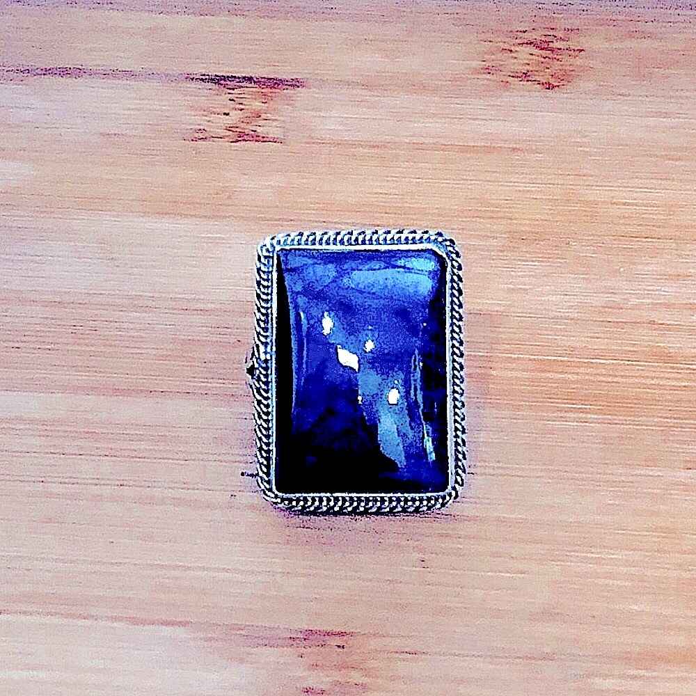 $68  Vintage Estate Labradorite Ring   Sterling Silver  Size 9  Marked 925